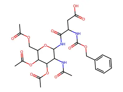 4-[[3-acetamido-4,5-diacetyloxy-6-(acetyloxymethyl)oxan-2-yl]amino]-4-oxo-3-(phenylmethoxycarbonylamino)butanoic acid structure