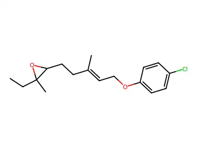3-[5-(4-Chlorophenoxy)-3-methylpent-3-enyl]-2-ethyl-2-methyloxirane structure