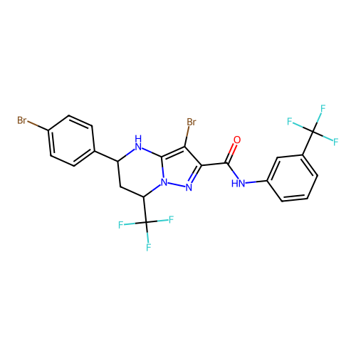 (5S,7S)-3-bromo-5-(4-bromophenyl)-7-(trifluoromethyl)-N-[3-(trifluoromethyl)phenyl]-4,5,6,7-tetrahydropyrazolo[1,5-a]pyrimidine-2-carboxamide structure