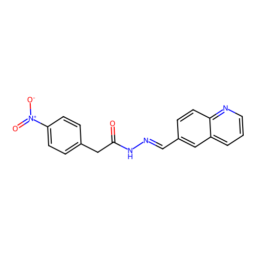 (E)-2-(4-nitrophenyl)-N'-(quinolin-6-ylmethylene)acetohydrazide structure