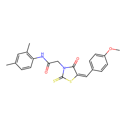 N-(2,4-dimethylphenyl)-2-[(5E)-5-[(4-methoxyphenyl)methylidene]-4-oxo-2-sulfanylidene-1,3-thiazolidin-3-yl]acetamide structure