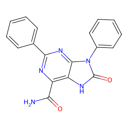8-oxo-2,9-diphenyl-8,9-dihydro-7H-purine-6-carboxamide structure