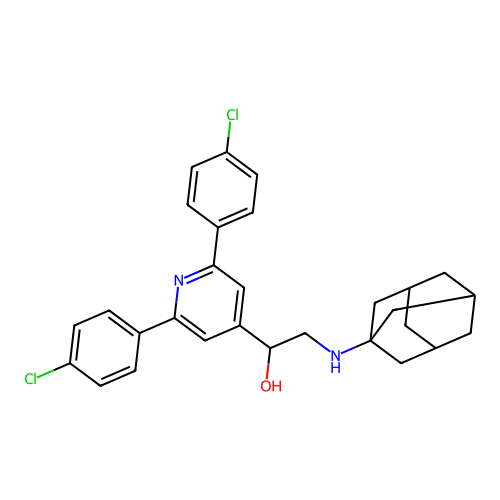alpha-Adamantylaminomethyl-2,6-di-p-chlorophenyl-4-pyridine methanol structure