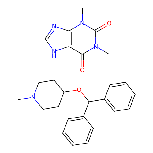 Piperidine, 4-(diphenylmethoxy)-1-methyl-, 8-chlorotheophylline (1:1) structure