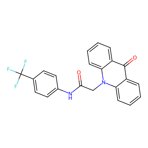 2-(9-oxoacridin-10(9H)-yl)-N-(4-(trifluoromethyl) phenyl)acetamide structure
