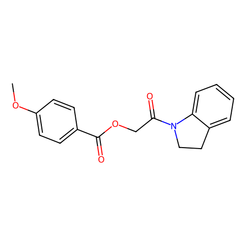 2-(2,3-dihydro-1H-indol-1-yl)-2-oxoethyl 4-methoxybenzoate structure