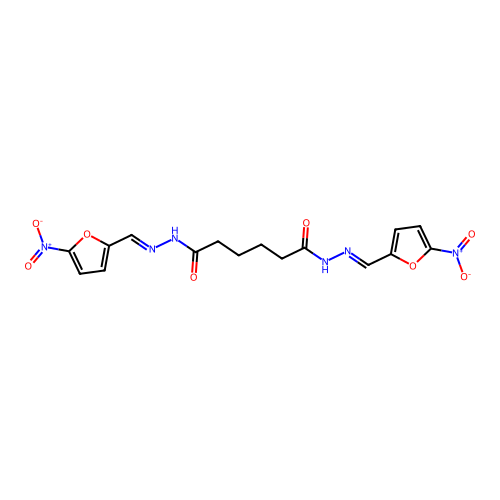 Adipic acid, bis((5-nitrofurfurylidene)hydrazide) structure