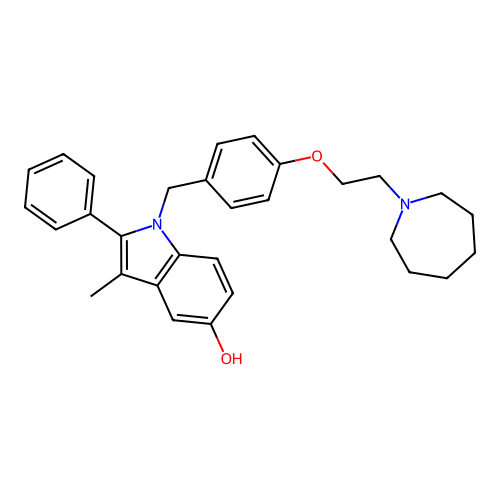 1-[[4-[2-(Azepan-1-yl)ethoxy]phenyl]methyl]-3-methyl-2-phenylindol-5-ol structure