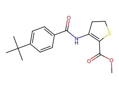 Methyl 3-(4-(tert-butyl)benzamido)-4,5-dihydrothiophene-2-carboxylate structure