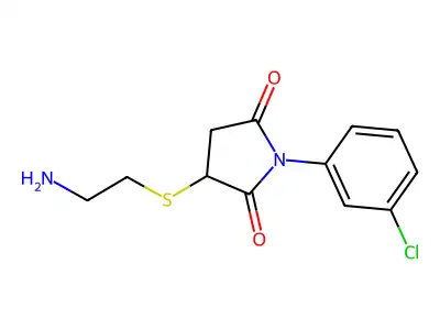 3-(2-Aminoethylthio)-1-(3-chlorophenyl)azolidine-2,5-dione structure