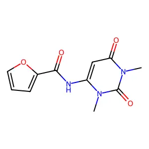 N-(1,3-dimethyl-2,6-dioxo-1,2,3,6-tetrahydropyrimidin-4-yl)furan-2-carboxamide structure