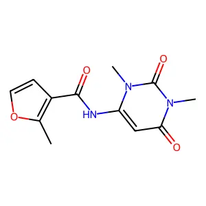 N-(1,3-dimethyl-2,6-dioxopyrimidin-4-yl)-2-methylfuran-3-carboxamide structure