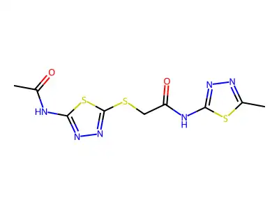2-[(5-acetamido-1,3,4-thiadiazol-2-yl)sulfanyl]-N-(5-methyl-1,3,4-thiadiazol-2-yl)acetamide structure
