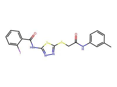 2-iodo-N-(5-((2-oxo-2-(m-tolylamino)ethyl)thio)-1,3,4-thiadiazol-2-yl)benzamide structure