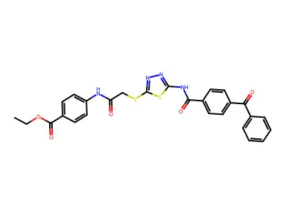 Ethyl 4-[[2-[[5-[(4-benzoylbenzoyl)amino]-1,3,4-thiadiazol-2-yl]sulfanyl]acetyl]amino]benzoate structure