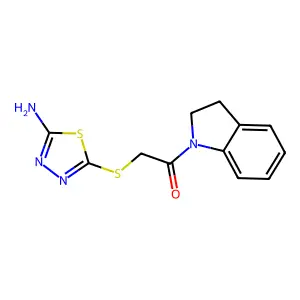 2-((5-Amino-1,3,4-thiadiazol-2-yl)thio)-1-(indolin-1-yl)ethanone structure