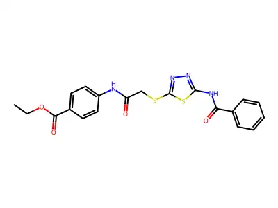 Ethyl 4-(2-((5-benzamido-1,3,4-thiadiazol-2-yl)thio)acetamido)benzoate structure