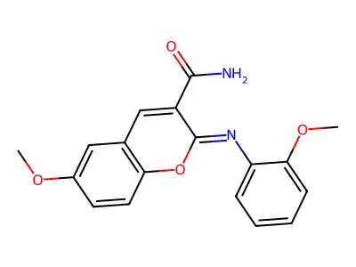 6-Methoxy-2-(2-methoxyphenyl)iminochromene-3-carboxamide structure