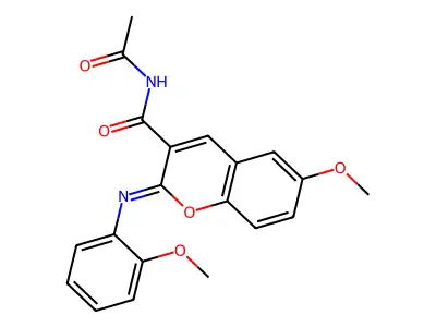 (2Z)-N-acetyl-6-methoxy-2-[(2-methoxyphenyl)imino]-2H-chromene-3-carboxamide structure