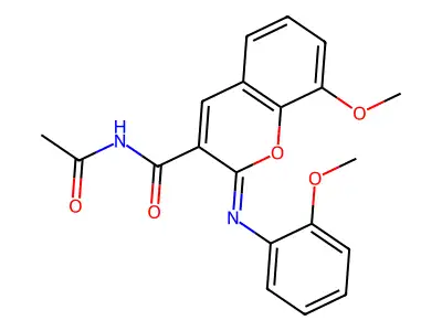 (2Z)-N-acetyl-8-methoxy-2-[(2-methoxyphenyl)imino]-2H-chromene-3-carboxamide structure