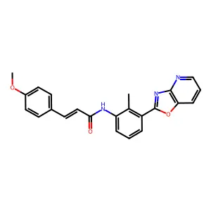 (2E)-3-(4-methoxyphenyl)-N-[2-methyl-3-([1,3]oxazolo[4,5-b]pyridin-2-yl)phenyl]prop-2-enamide structure