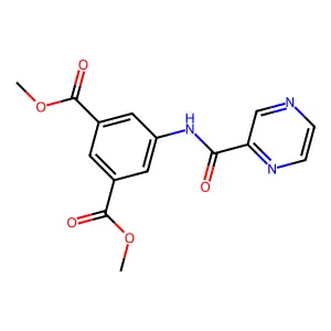 Dimethyl 5-(pyrazine-2-carbonylamino)benzene-1,3-dicarboxylate structure