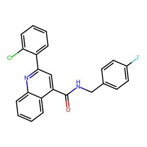 2-(2-chlorophenyl)-N-[(4-fluorophenyl)methyl]quinoline-4-carboxamide structure