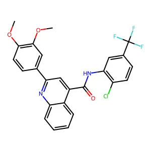 N-[2-chloro-5-(trifluoromethyl)phenyl]-2-(3,4-dimethoxyphenyl)quinoline-4-carboxamide structure