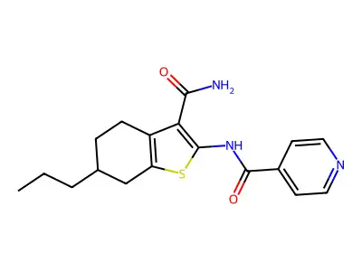 N-(3-carbamoyl-6-propyl-4,5,6,7-tetrahydro-1-benzothiophen-2-yl)pyridine-4-carboxamide structure