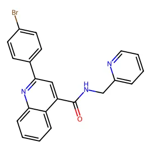 2-(4-bromophenyl)-N-(pyridin-2-ylmethyl)quinoline-4-carboxamide structure