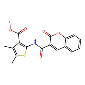 Methyl 4,5-dimethyl-2-[(2-oxochromene-3-carbonyl)amino]thiophene-3-carboxylate structure