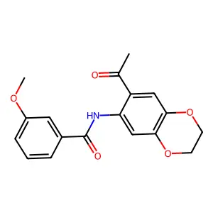 N-(7-acetyl-2,3-dihydro-1,4-benzodioxin-6-yl)-3-methoxybenzamide structure