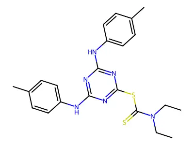 4,6-Bis[(4-methylphenyl)amino]-1,3,5-triazin-2-yl diethylcarbamodithioate structure