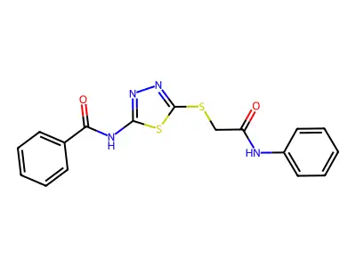 N-(5-((2-oxo-2-(phenylamino)ethyl)thio)-1,3,4-thiadiazol-2-yl)benzamide structure