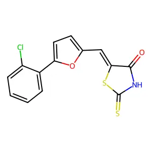 (Z)-5-((5-(2-chlorophenyl)furan-2-yl)methylene)-2-thioxothiazolidin-4-one structure