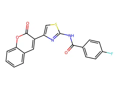 4-fluoro-N-[4-(2-oxochromen-3-yl)-1,3-thiazol-2-yl]benzamide structure