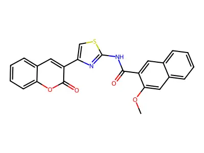 3-methoxy-N-[4-(2-oxochromen-3-yl)-1,3-thiazol-2-yl]naphthalene-2-carboxamide structure
