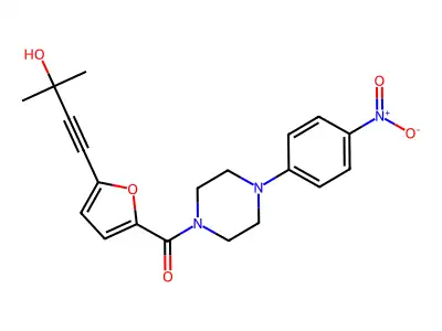 [5-(3-hydroxy-3-methylbut-1-yn-1-yl)furan-2-yl][4-(4-nitrophenyl)piperazin-1-yl]methanone structure