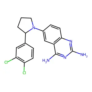 2,4-Quinazolinediamine, 6-[2-(3,4-dichlorophenyl)-1-pyrrolidinyl]- structure