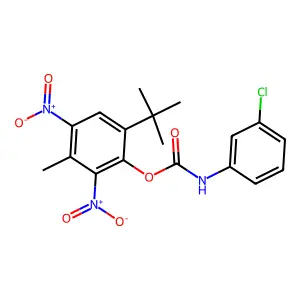 6-tert-Butyl-3-methyl-2,4-dinitrophenyl (3-chlorophenyl)carbamate structure