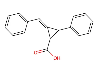 2-Benzylidene-3-phenylcyclopropane-1-carboxylic acid structure