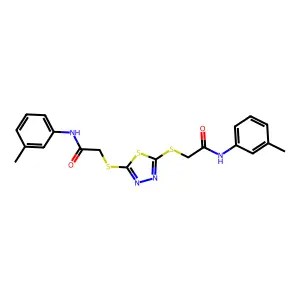 2-[[5-[2-(3-methylanilino)-2-oxoethyl]sulfanyl-1,3,4-thiadiazol-2-yl]sulfanyl]-N-(3-methylphenyl)acetamide structure