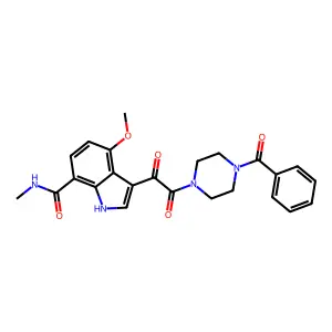3-[2-(4-benzoylpiperazin-1-yl)-2-oxo-acetyl]-4-methoxy-N-methyl-1H-indole-7-carboxamide structure