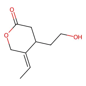 2H-Pyran-2-one, 5-ethylidenetetrahydro-4-(2-hydroxyethyl)- structure