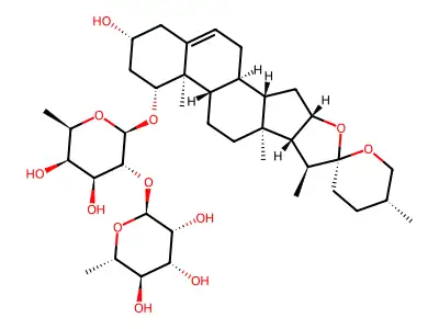 3-Hydroxyspirost-5-en-1-yl 6-deoxy-2-O-(6-deoxyhexopyranosyl)hexopyranoside structure