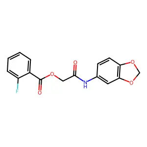 [2-(1,3-Benzodioxol-5-ylamino)-2-oxoethyl] 2-fluorobenzoate structure