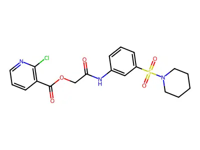 [2-oxo-2-(3-piperidin-1-ylsulfonylanilino)ethyl] 2-chloropyridine-3-carboxylate structure