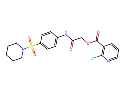[2-oxo-2-(4-piperidin-1-ylsulfonylanilino)ethyl] 2-chloropyridine-3-carboxylate structure