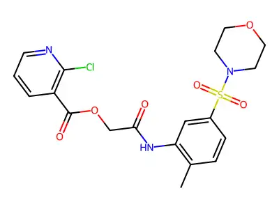 (2-methyl-5-morpholin-4-ylsulfonyl-phenyl)carbamoylmethyl 2-chloropyridine-3-carboxylate structure