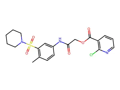 [2-(4-methyl-3-piperidin-1-ylsulfonylanilino)-2-oxoethyl] 2-chloropyridine-3-carboxylate structure